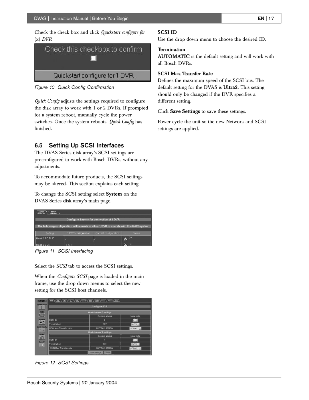 Bosch Appliances DVAS instruction manual Setting Up Scsi Interfaces, Dvr 