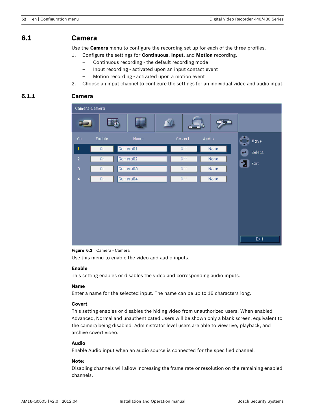 Bosch Appliances DVR 440, DVR 480 operation manual 1Camera 