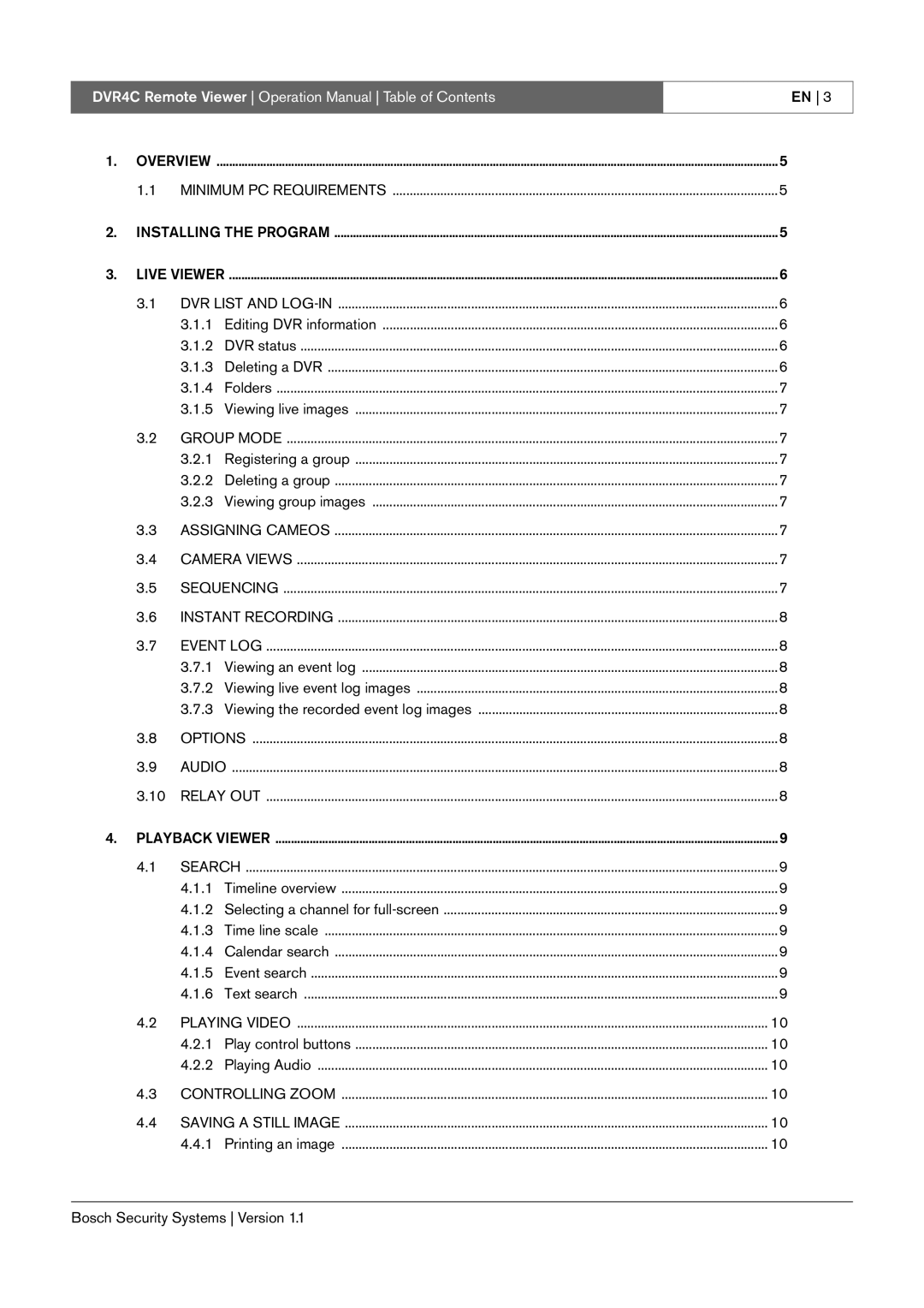 Bosch Appliances DVR4C operation manual Bosch Security Systems Version, Live Viewer 