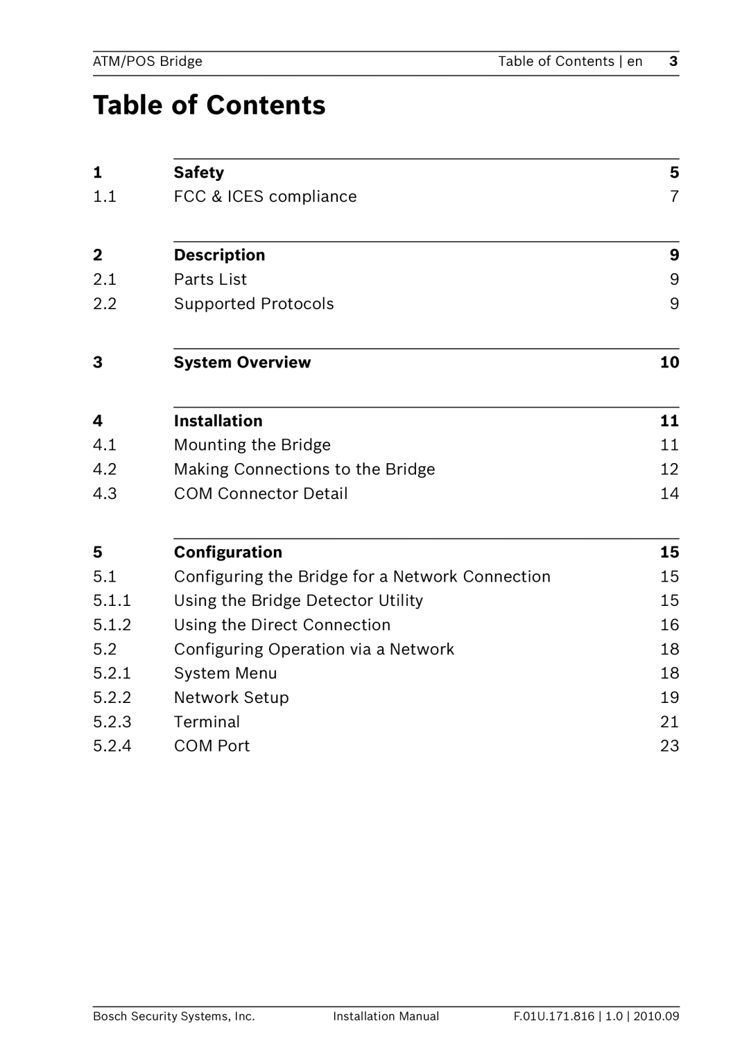 Bosch Appliances DVRXEAP01 installation manual Table of Contents 