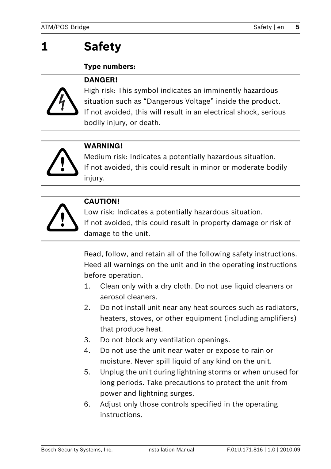 Bosch Appliances DVRXEAP01 installation manual Safety, Type numbers 