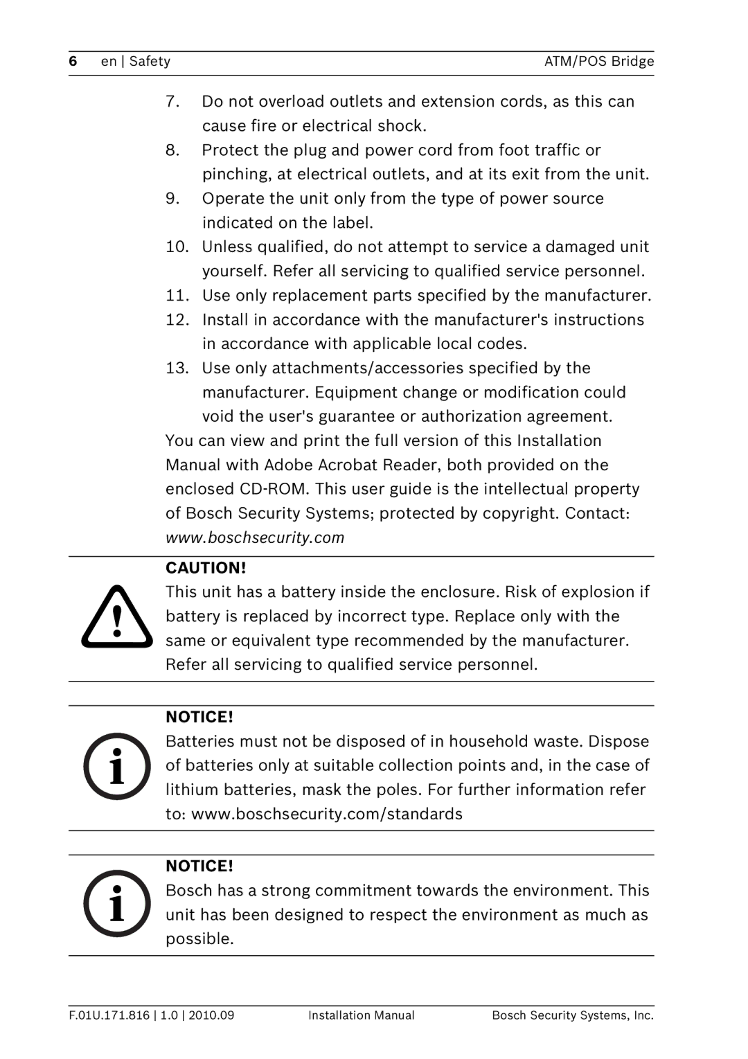 Bosch Appliances DVRXEAP01 installation manual En Safety ATM/POS Bridge 