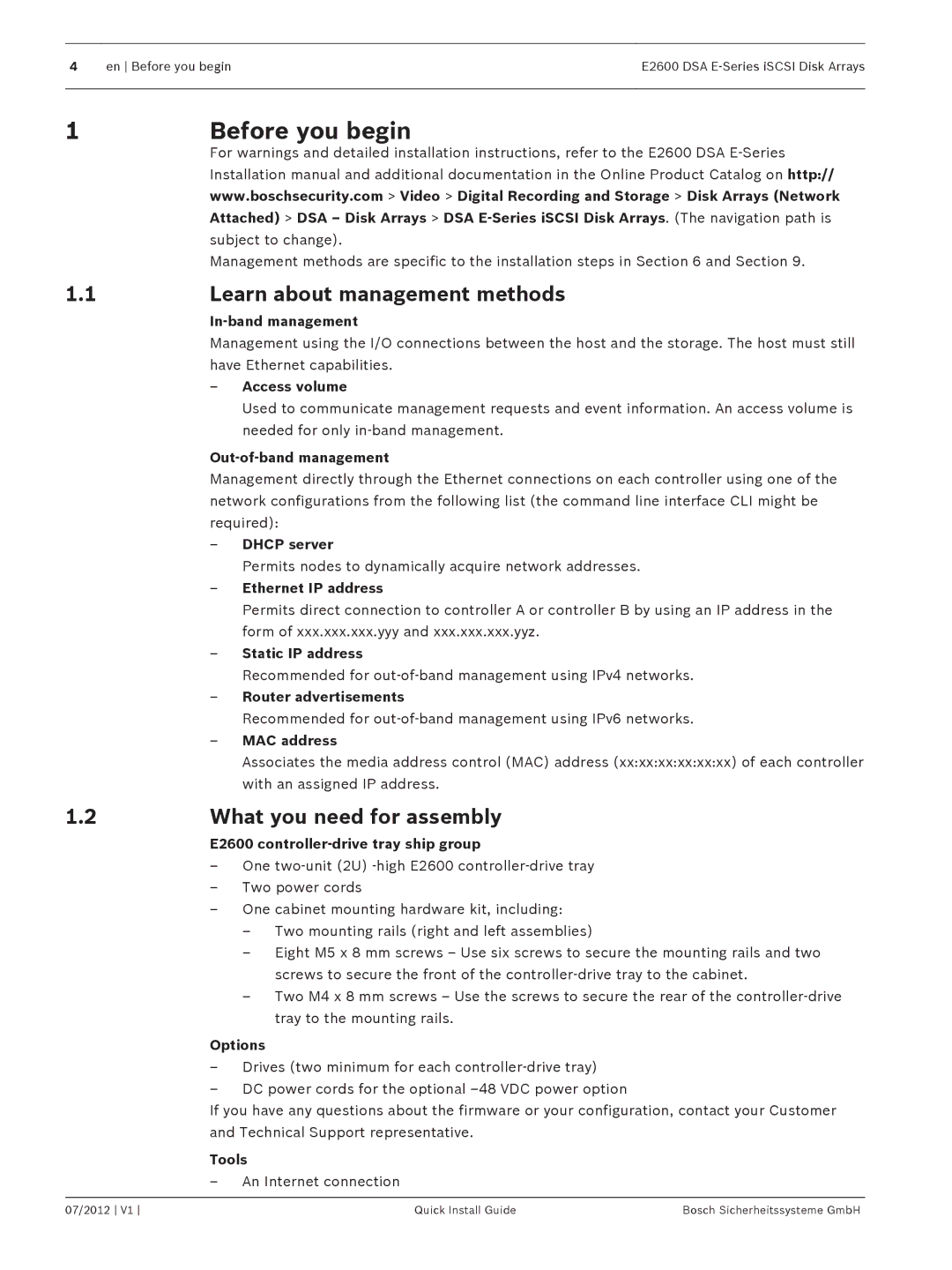 Bosch Appliances E2600 manual Before you begin, Learn about management methods 