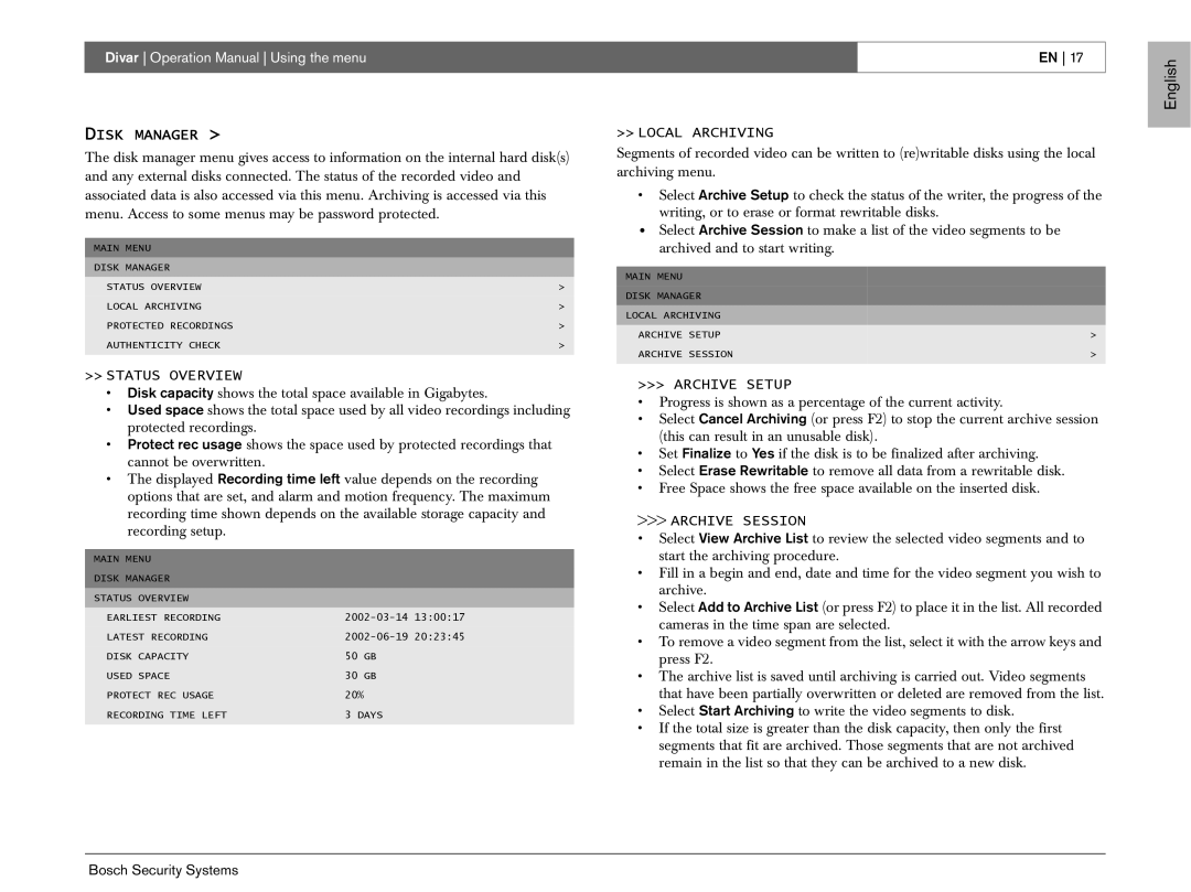 Bosch Appliances EN operation manual Disk Manager 