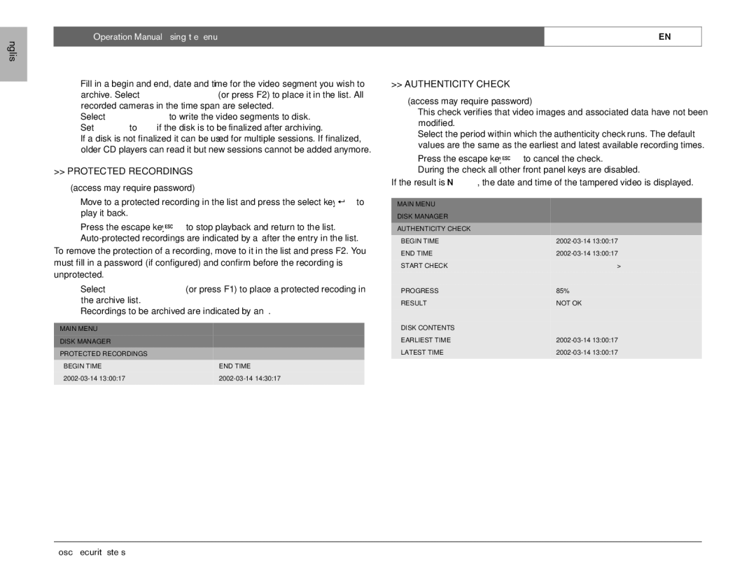 Bosch Appliances EN operation manual Protected Recordings 