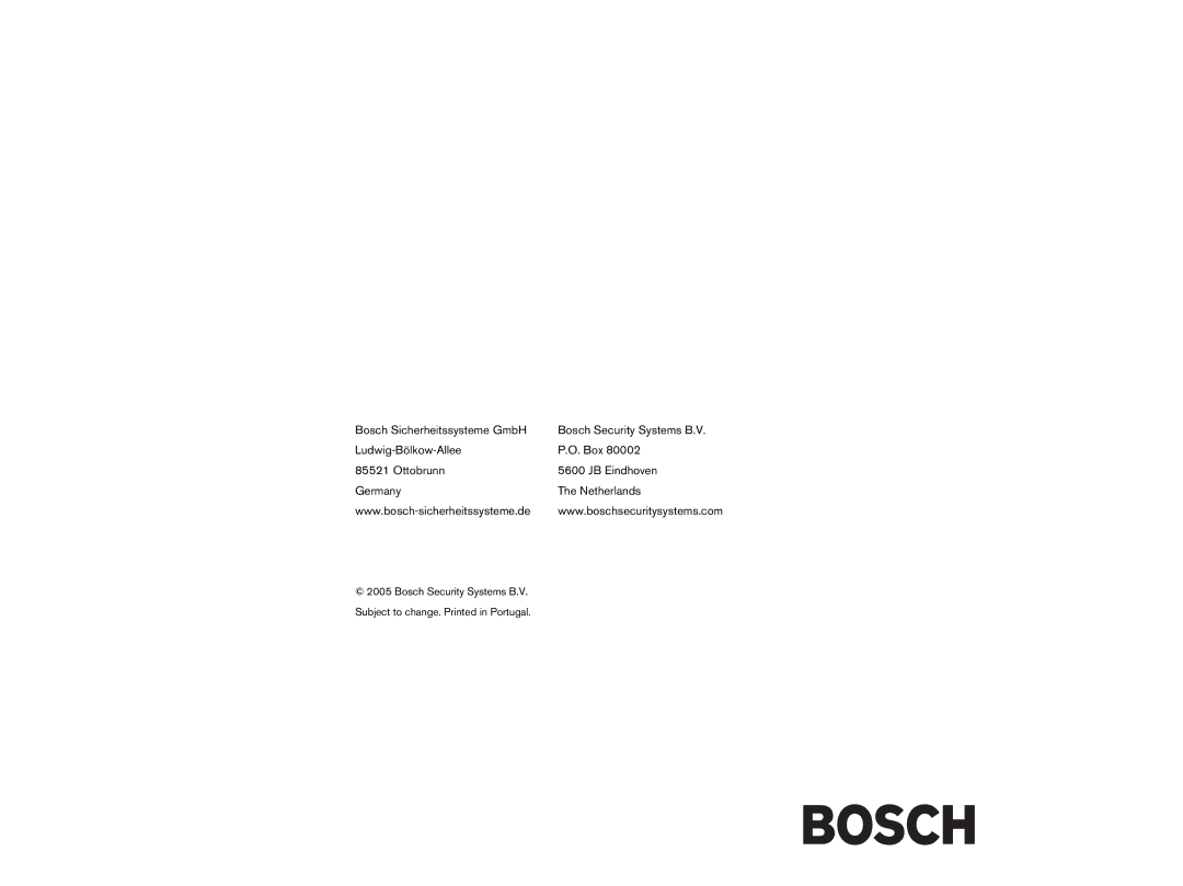 Bosch Appliances EN operation manual Bosch Security Systems B.V 