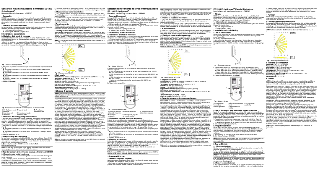 Bosch Appliances specifications ES1260 EchoStream Passiv IR-detektor 