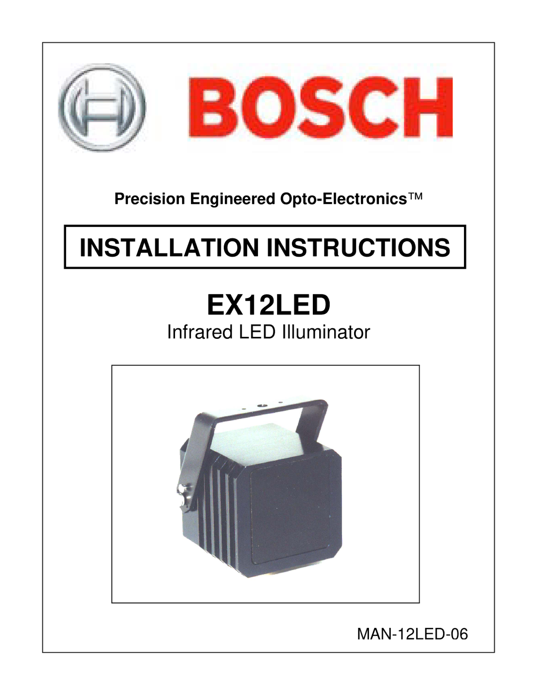 Bosch Appliances EX12LED installation instructions 