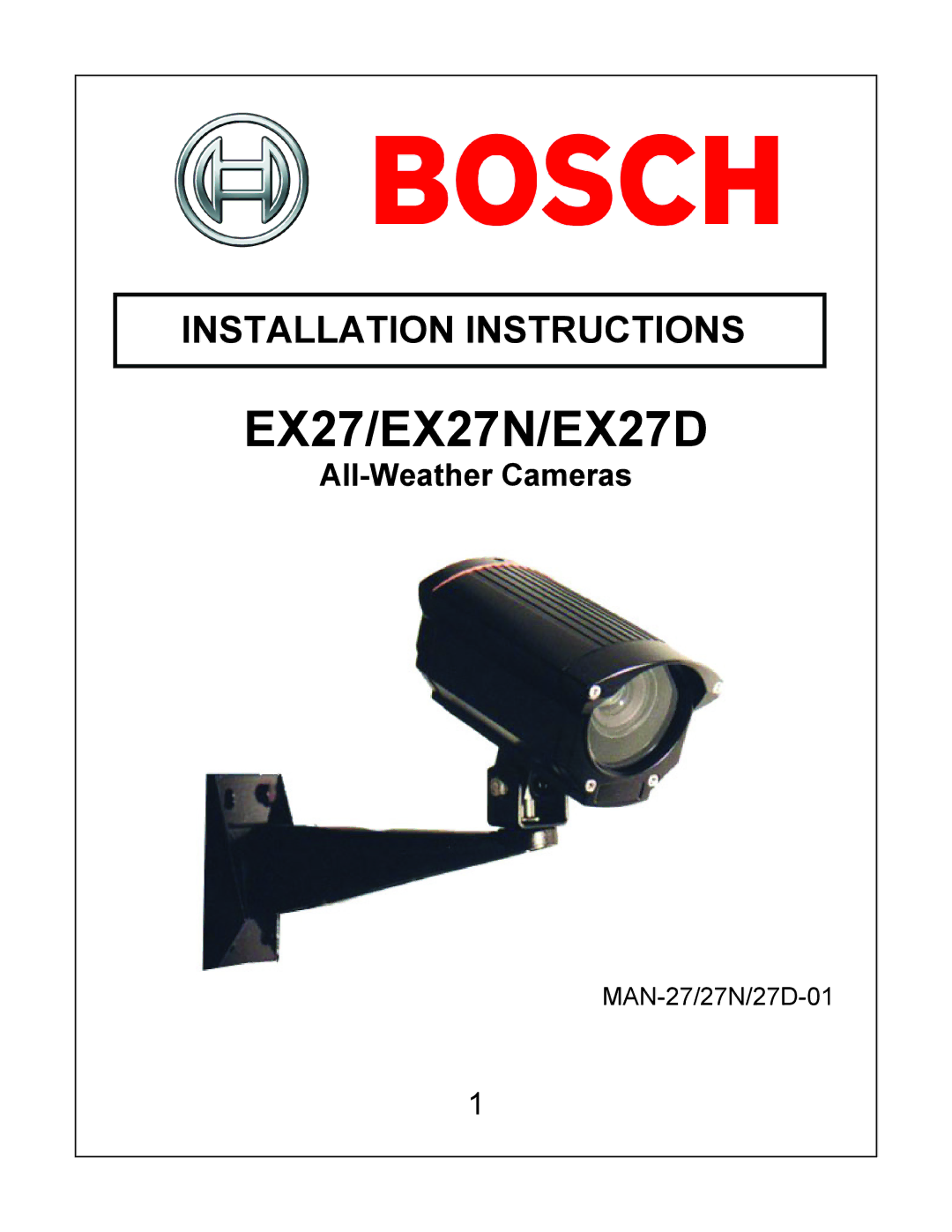 Bosch Appliances installation instructions EX27/EX27N/EX27D 