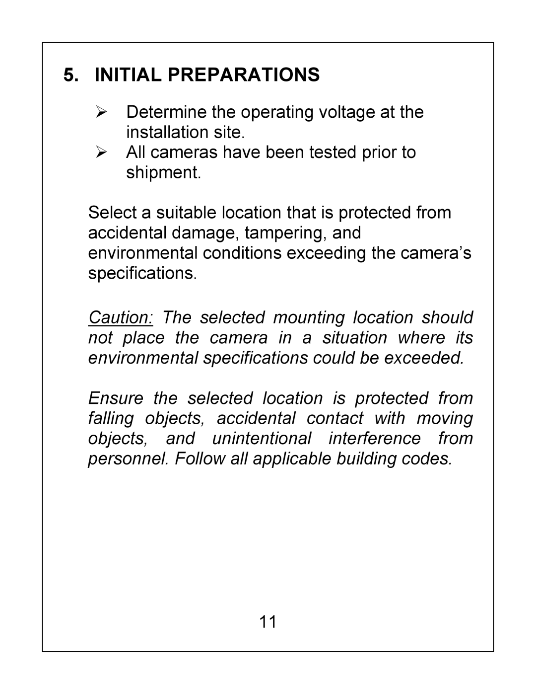 Bosch Appliances EX27 installation instructions Initial Preparations 