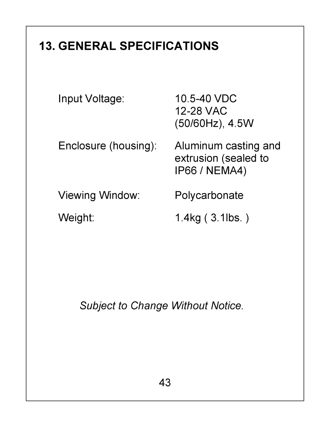 Bosch Appliances EX27 installation instructions General Specifications, Subject to Change Without Notice 