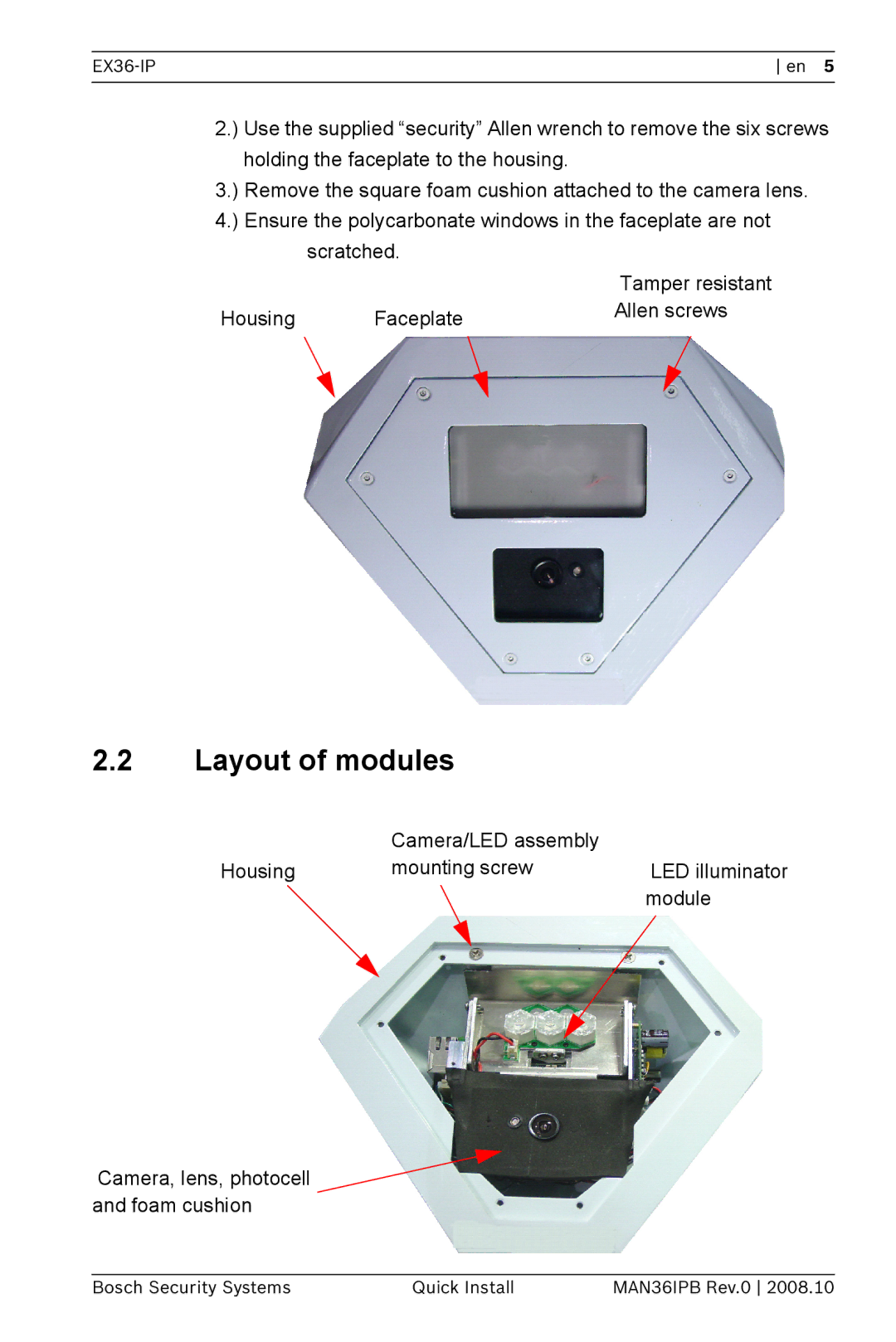 Bosch Appliances EX36-IP installation manual Layout of modules 