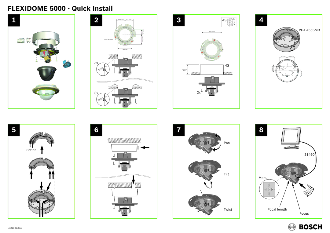 Bosch Appliances FLEXIDOME 5000 manual Flexidome 5000 Quick Install 