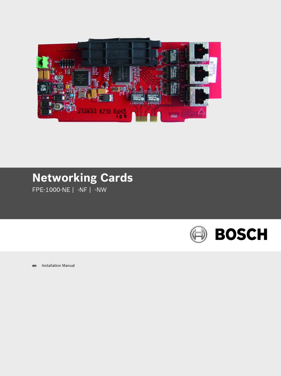 Bosch Appliances FPE-1000-NF, FPE-1000-NE, FPE-1000-NW installation manual Networking Cards 