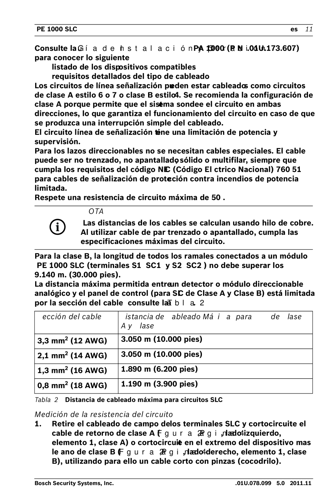 Bosch Appliances FPE-1000-SLC manual ¡Nota, Medición de la resistencia del circuito 