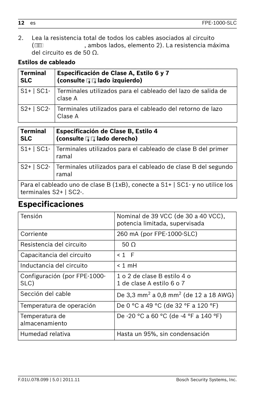 Bosch Appliances FPE-1000-SLC manual Especificaciones, Consulte Figura 3, Página 4, lado izquierdo 