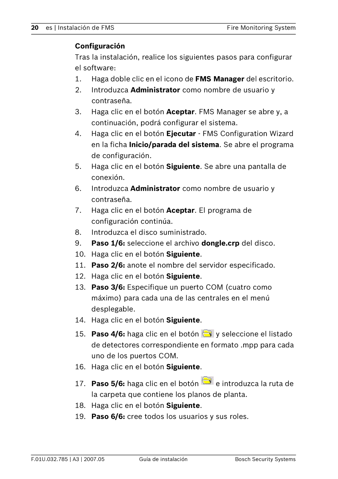 Bosch Appliances FSM-2000 manual Configuración 