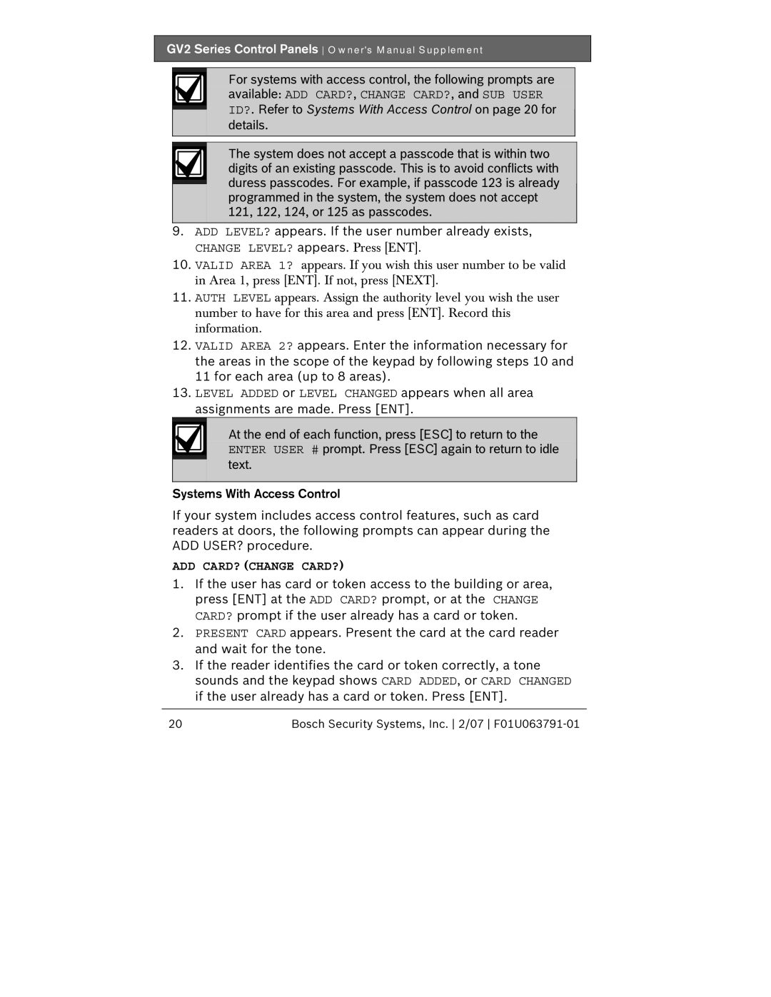 Bosch Appliances GV2 owner manual ADD CARD? Change CARD? 