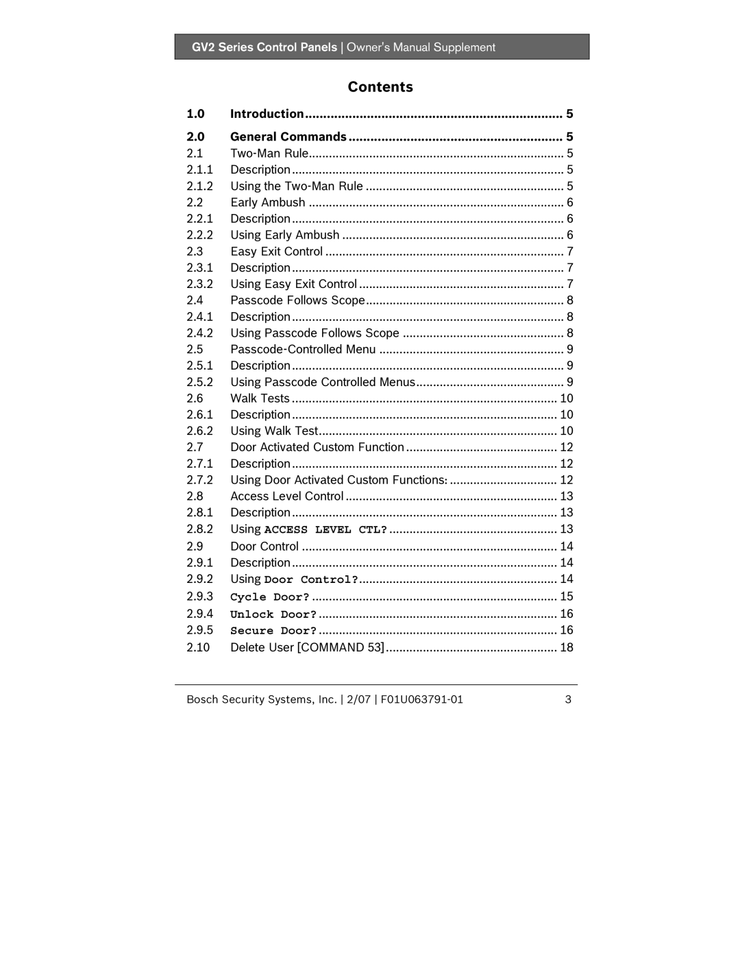 Bosch Appliances GV2 owner manual Contents 