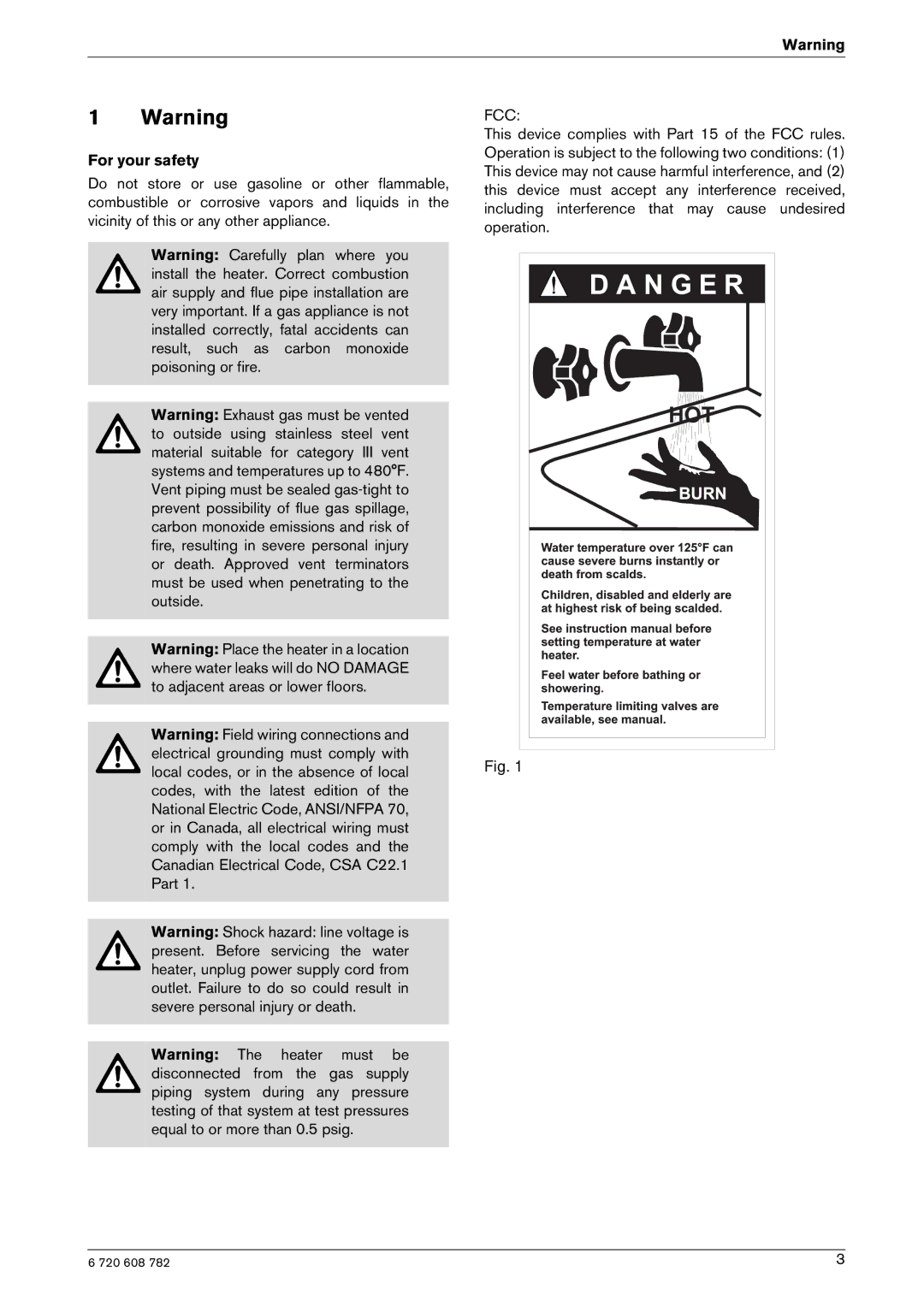 Bosch Appliances GWH 2400 ES NG, GWH 2400 ES LP manual For your safety, Fcc 