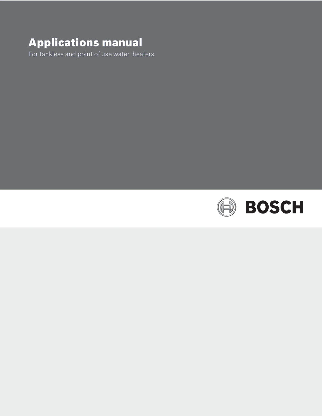 Bosch Appliances GWH 425 PN/HN4GWH 4254, GWH 260 PN/HN2 manual Applications manual 