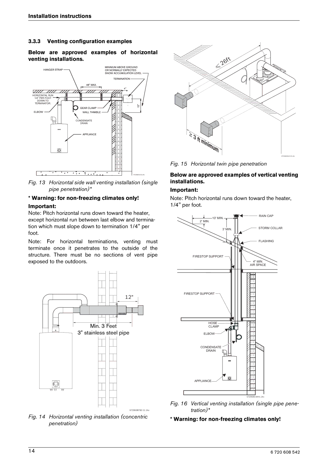 Bosch Appliances GWH 2700 ES NG, GWH 2700 ES LP, ESVVT manual Horizontal twin pipe penetration 