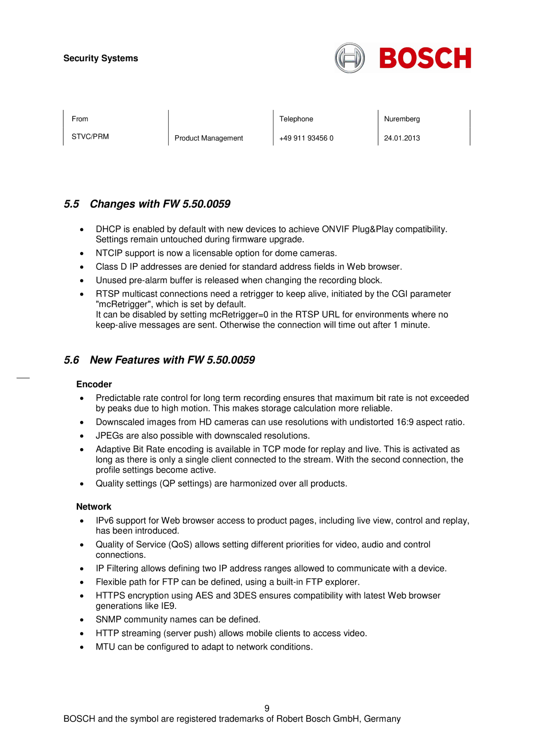 Bosch Appliances H-264 manual Encoder, Network 