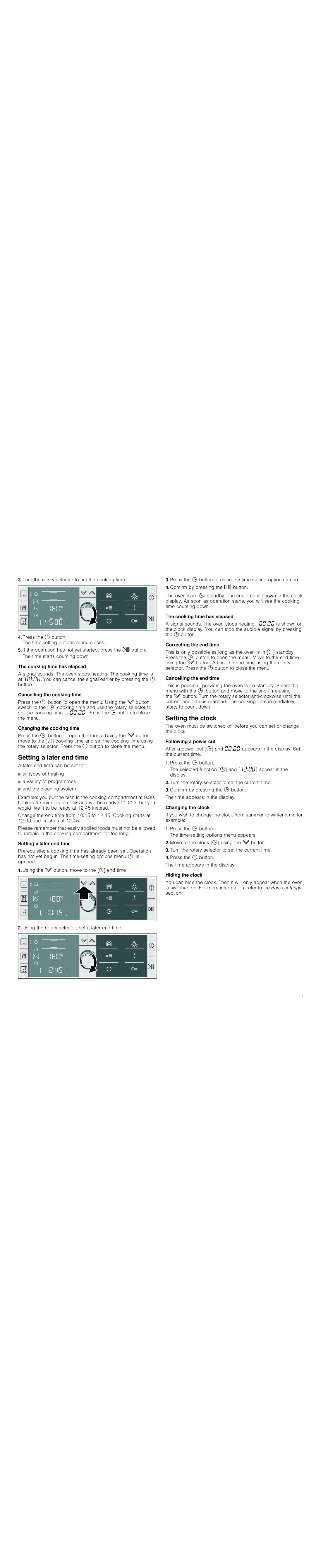 Bosch Appliances HBA36B6.0W instruction manual Setting a later end time 