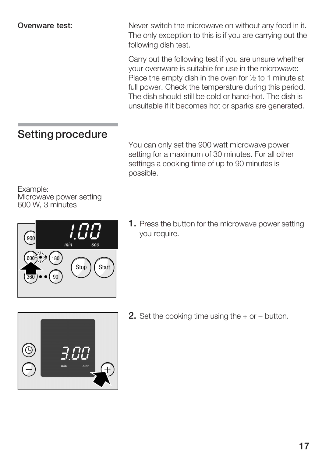 Bosch Appliances HBC84K5.0A manual Setting procedure 