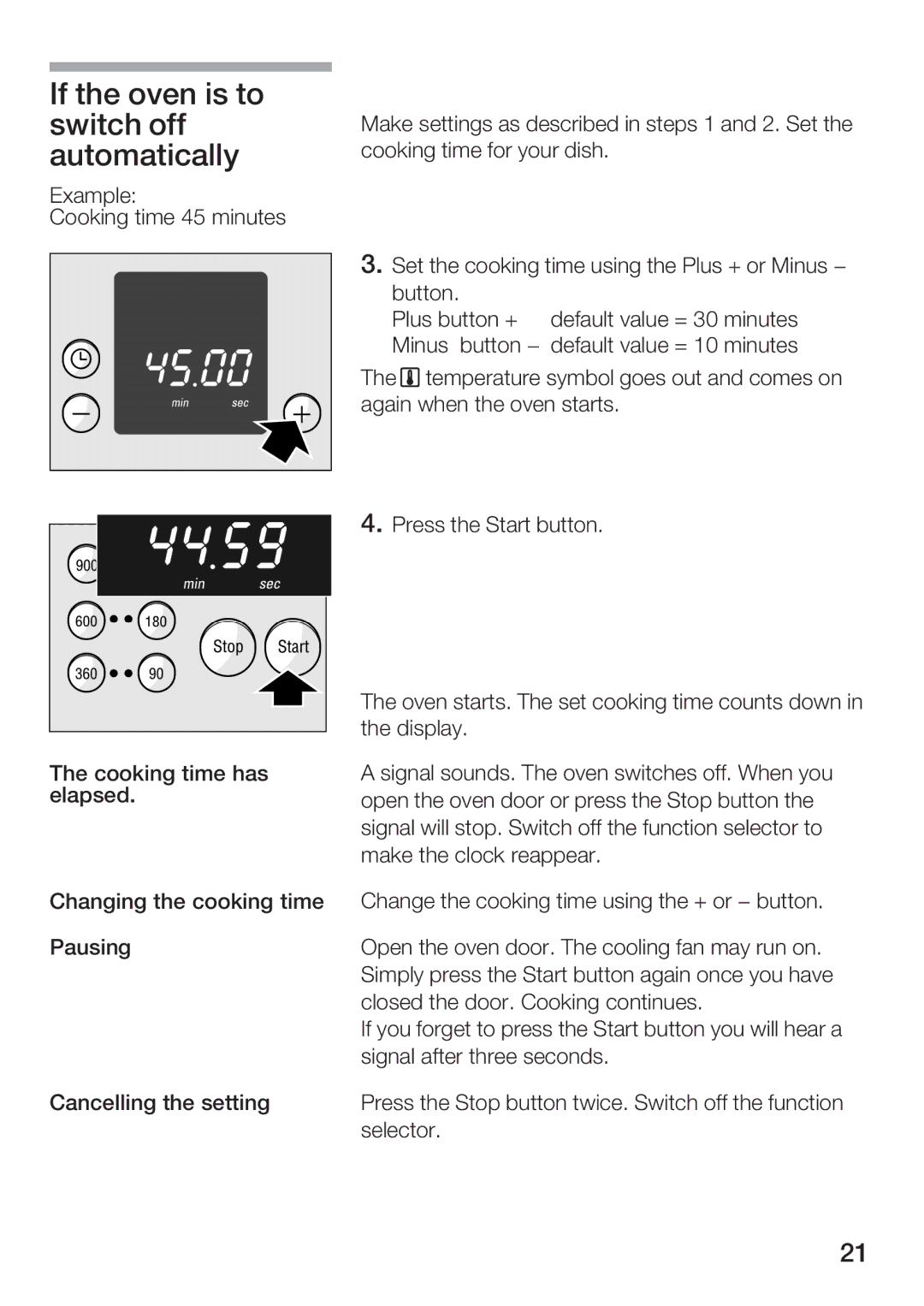 Bosch Appliances HBC84K5.0A manual If the oven is to switch off automatically 