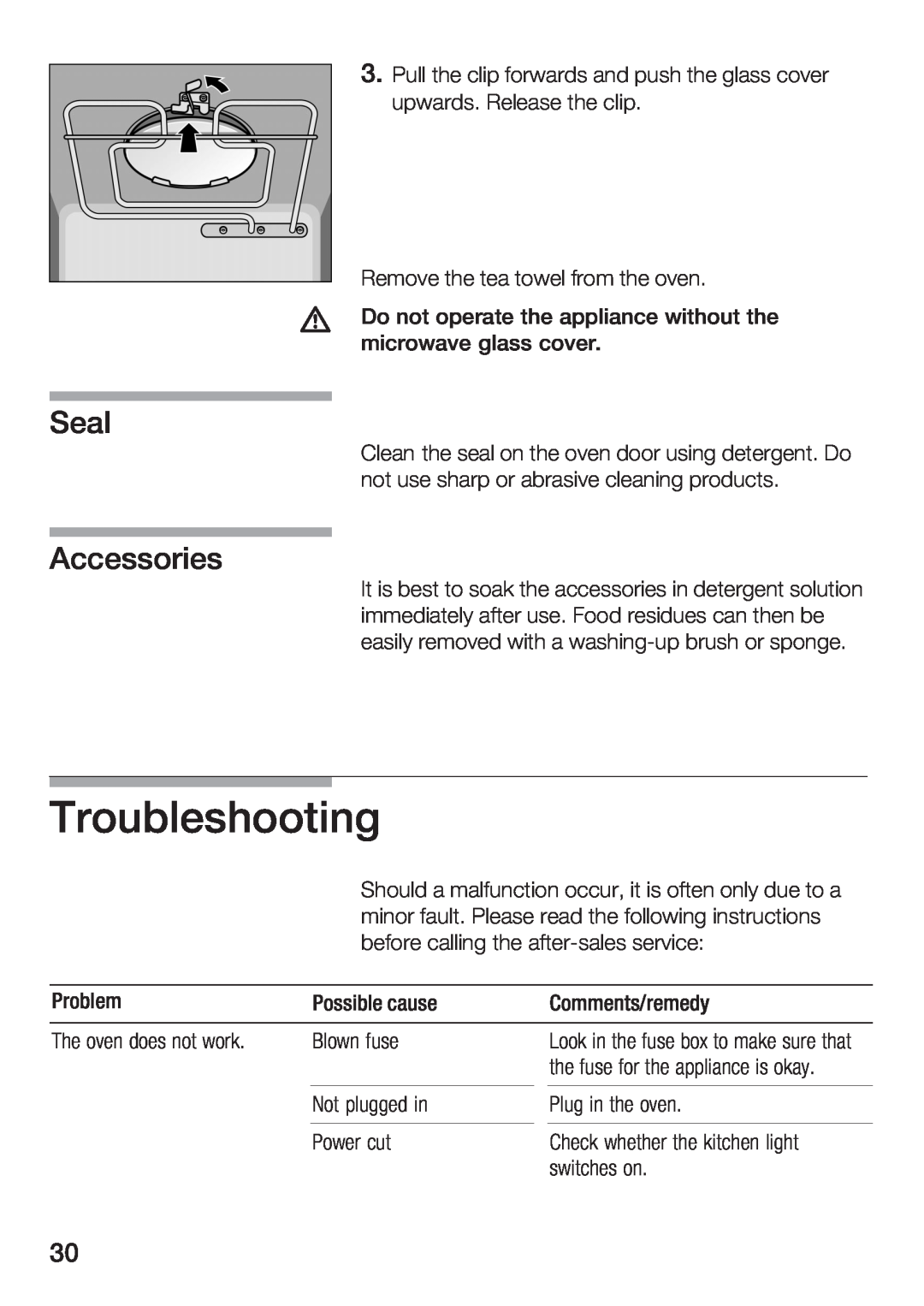 Bosch Appliances HBC84K5.0A manual Troubleshooting, Seal Accessories 