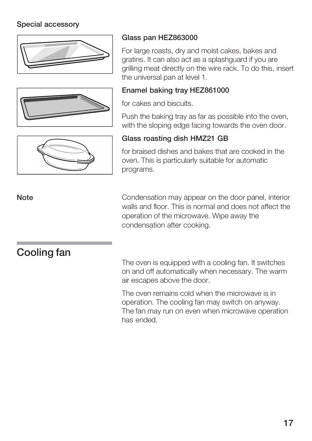 Bosch Appliances HBC86K7.0 manual Cooling fan, Glass roasting dish HZ21 