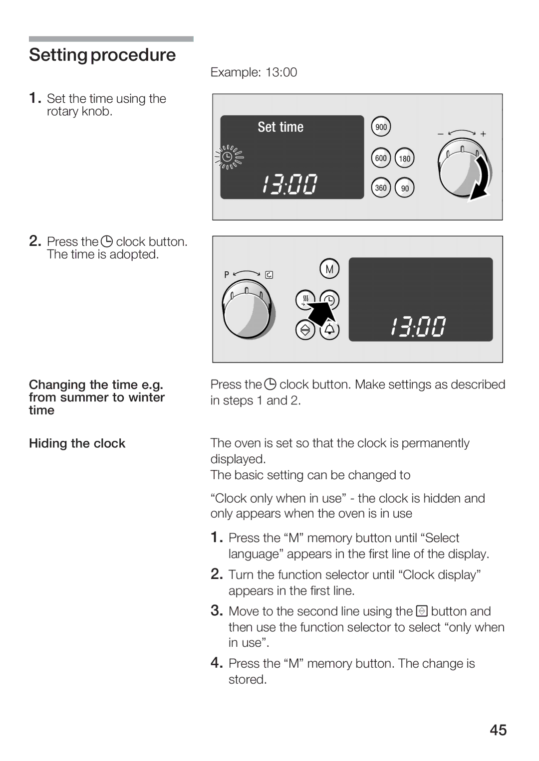 Bosch Appliances HBC86K7.0 manual Set time 