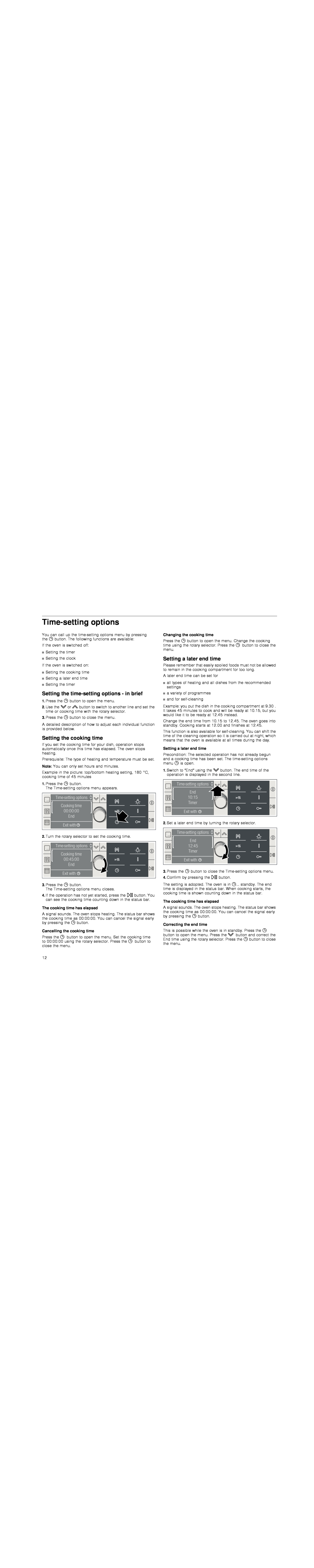 Bosch Appliances HBG78R7.0B Time-settingoptions, Setting the time-settingoptions ­ in brief, Setting the cooking time 
