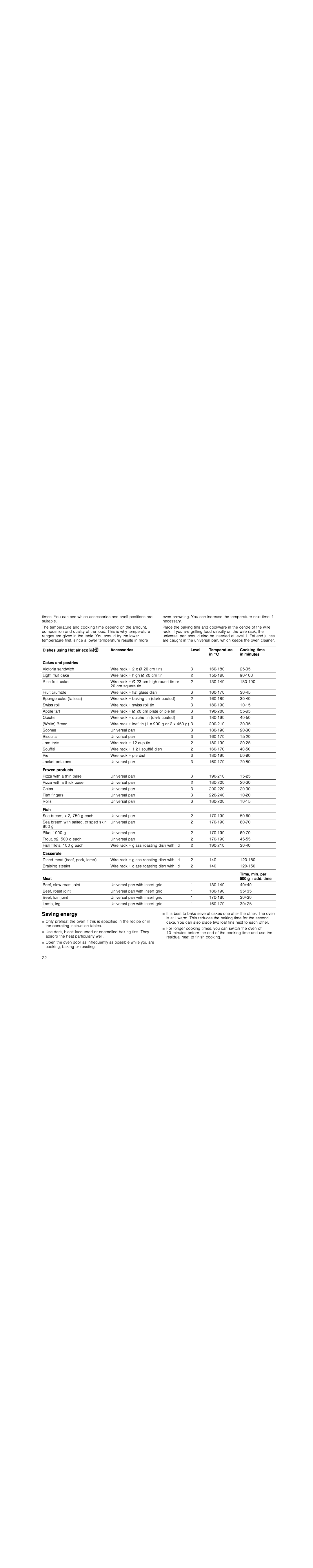 Bosch Appliances HBG78R7.0B instruction manual Saving energy 
