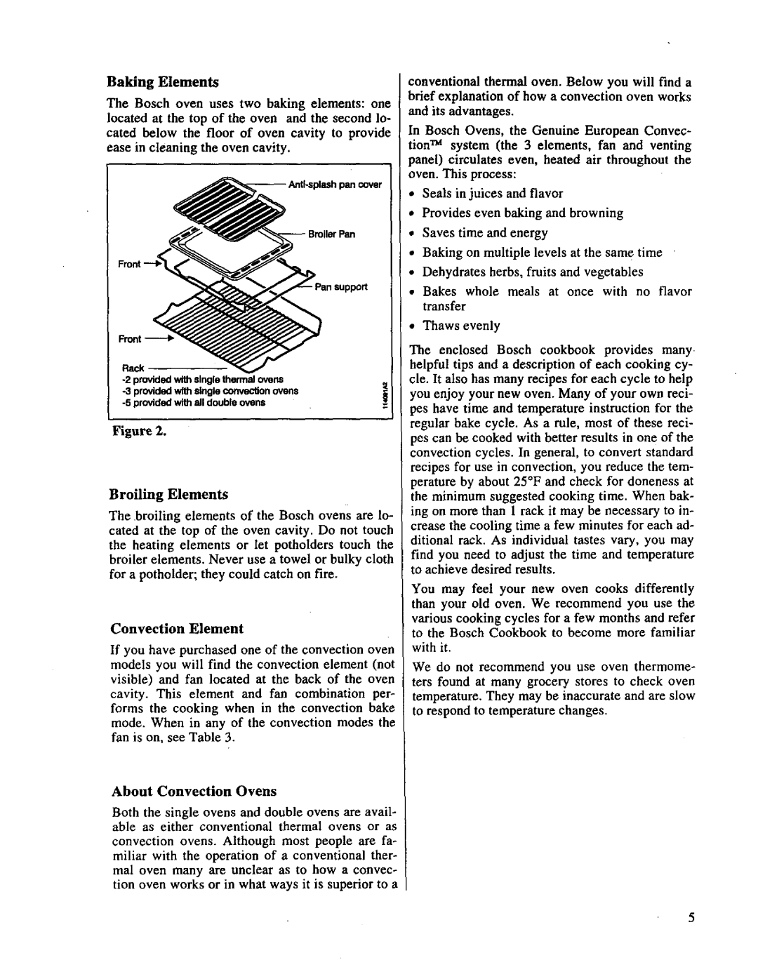 Bosch Appliances HBL 63, HBL 64, HBL 65 manuel dutilisation Baking Elements, Convection Element, Broiling Elements 