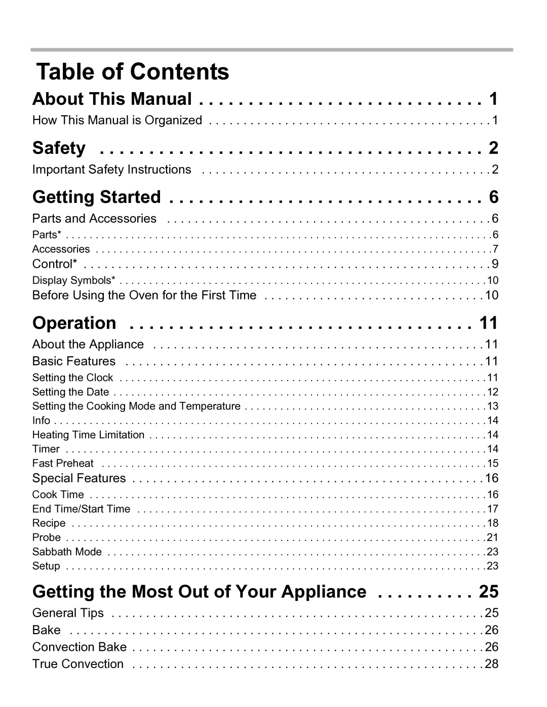 Bosch Appliances HBL54, HBL57, HBL56, HBN56, HBN54 manual Table of Contents 