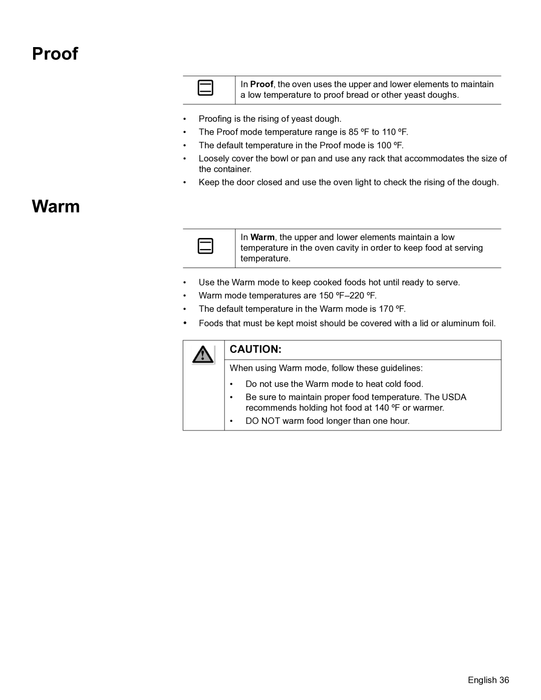 Bosch Appliances HBN54, HBL57, HBL56, HBL54, HBN56 manual Proof, Warm 