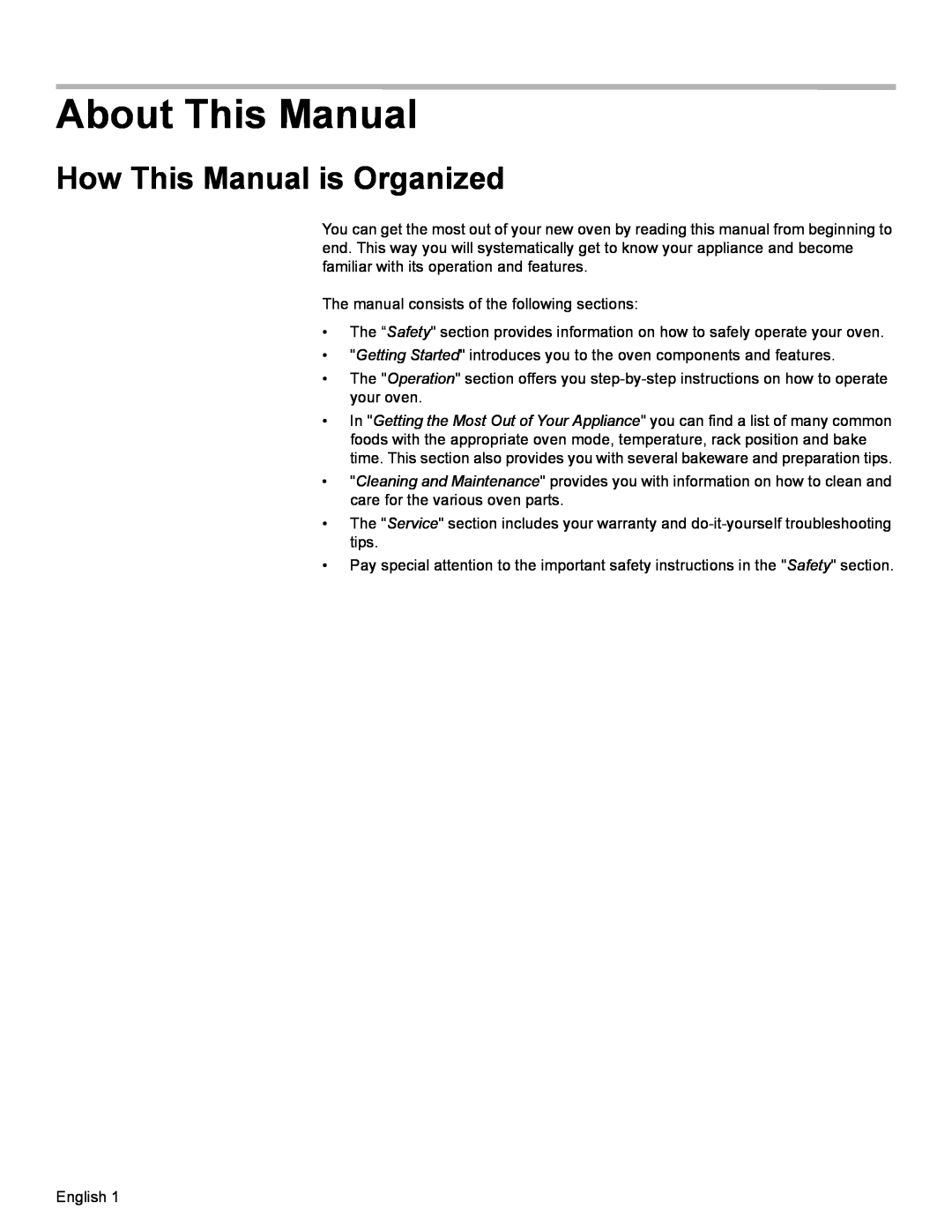 Bosch Appliances HBN54, HBL57, HBL56, HBL54, HBN56 manual About This Manual, How This Manual is Organized 