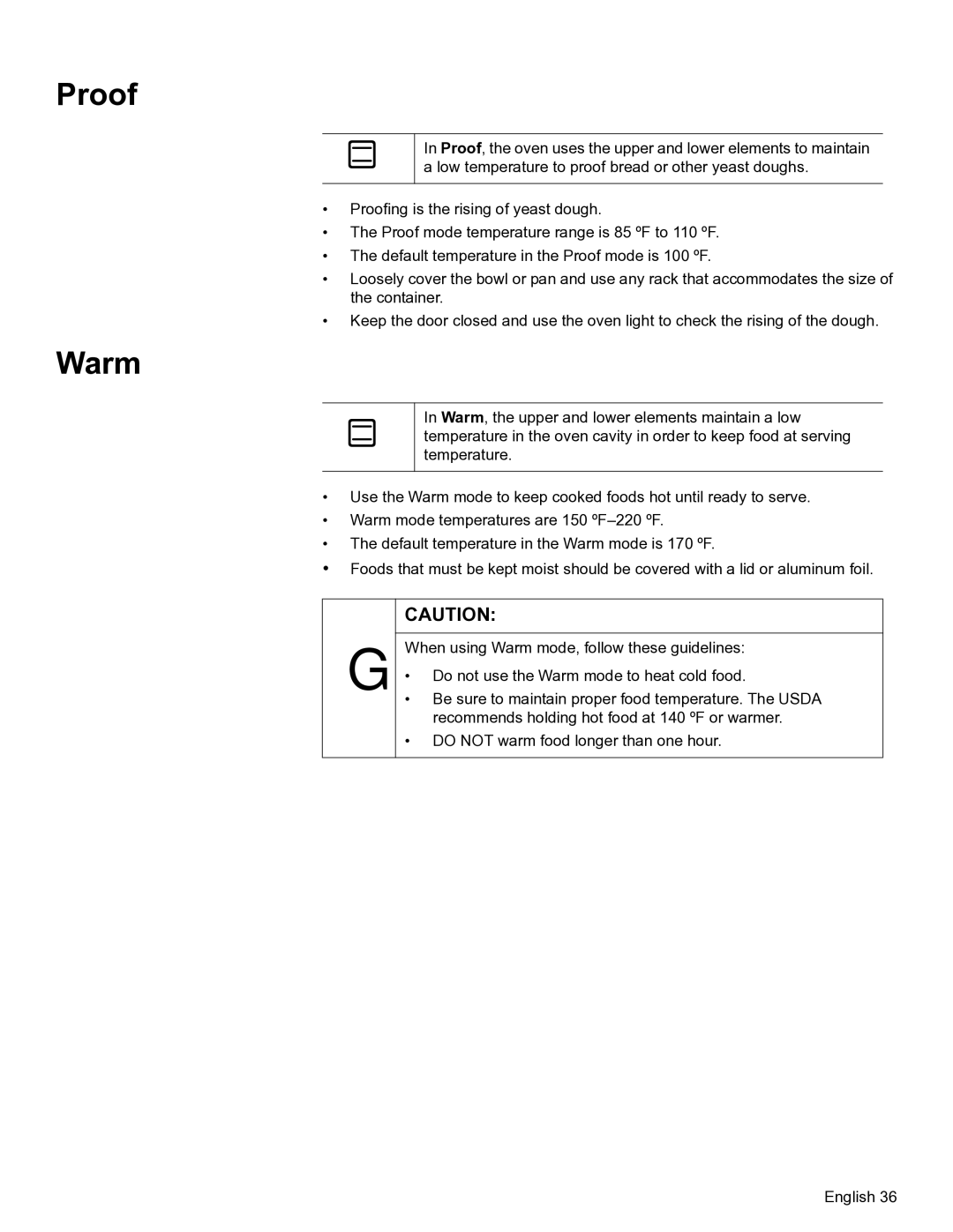 Bosch Appliances HBN54, HBL57, HBL56, HBN56 manual Proof, Warm 