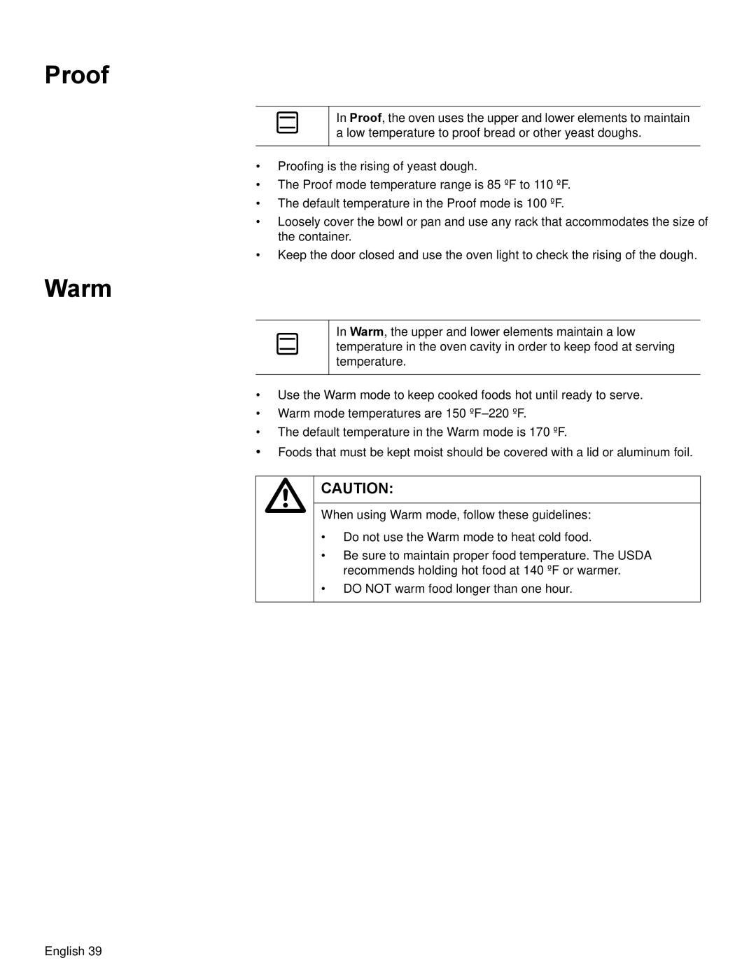 Bosch Appliances HBL8550, HBL8650 manual Proof, Warm 