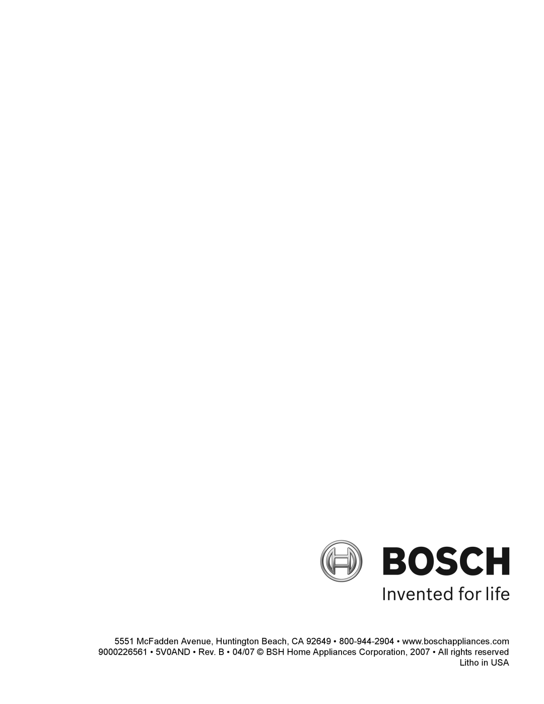 Bosch Appliances HBL8550, HBL8650 manual 