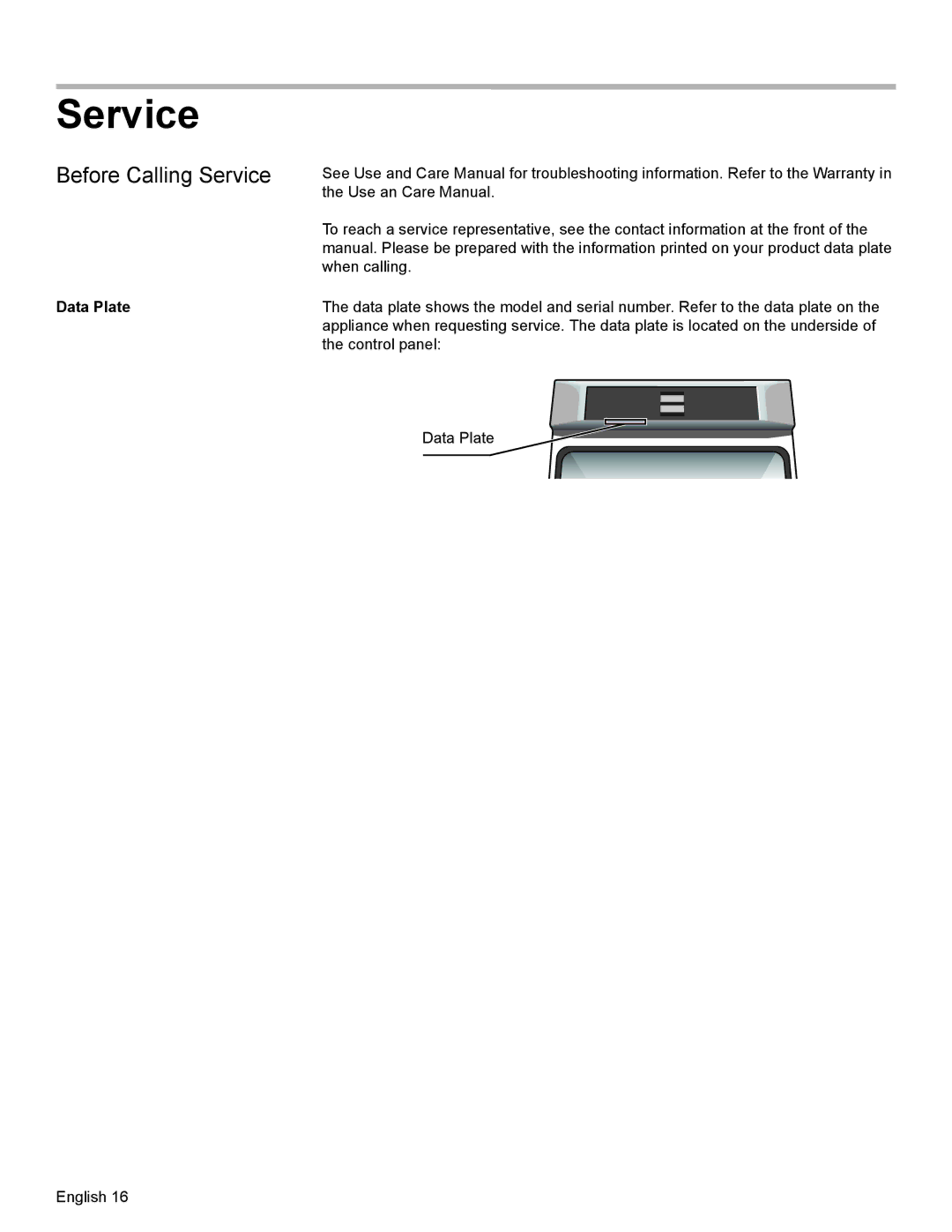 Bosch Appliances HBL8750, HBL33, HBL54, HBL34, HBN33 installation manual Before Calling Service, Data Plate 