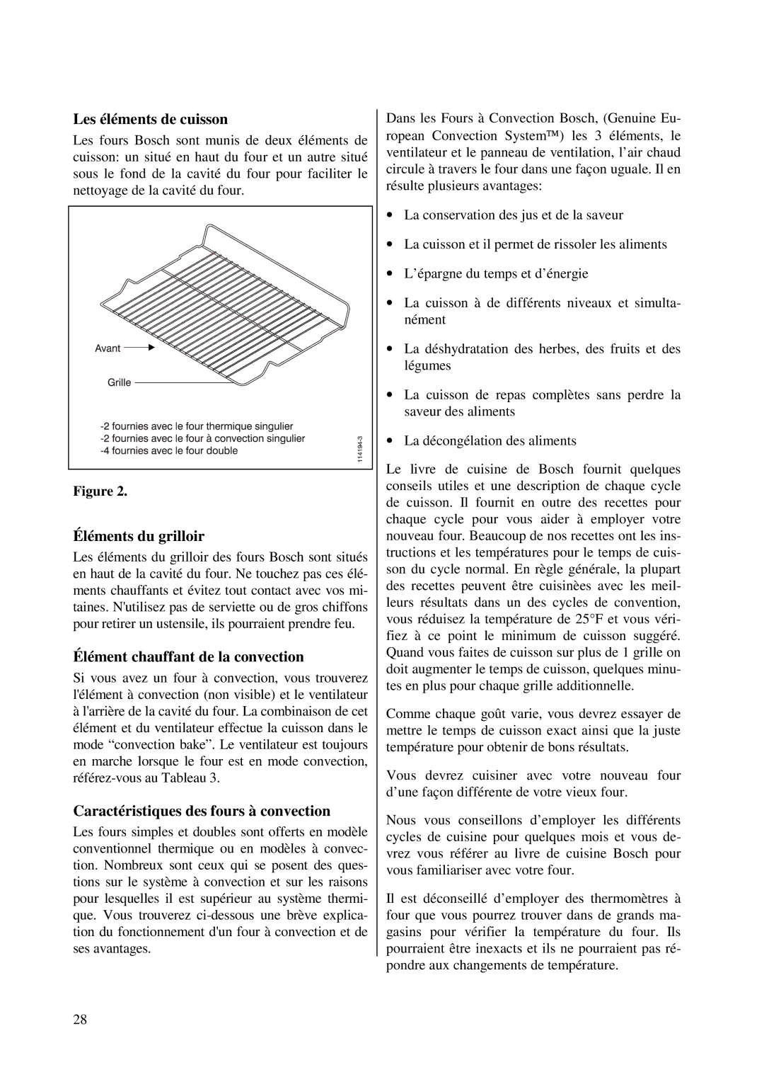 Bosch Appliances HBN 45, HBN 46, HBN 44 Les éléments de cuisson, Éléments du grilloir, Élément chauffant de la convection 