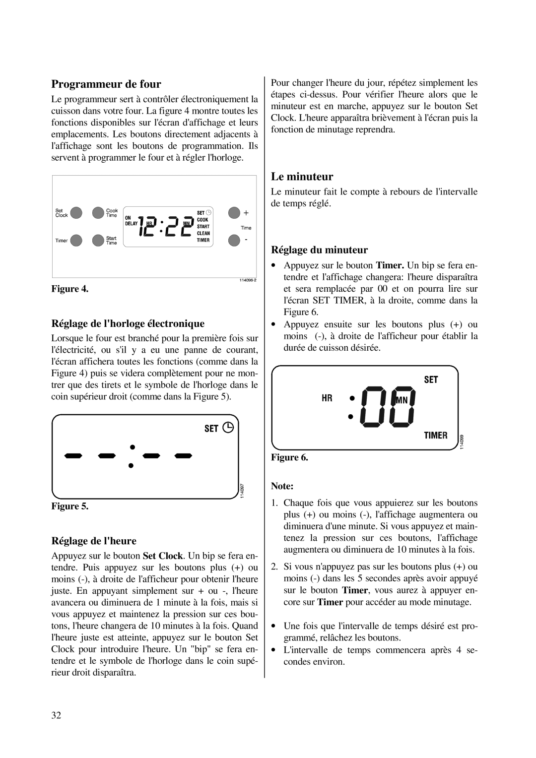 Bosch Appliances HBL 44, HBN 45 Programmeur de four, Le minuteur, Réglage de lhorloge électronique, Réglage de lheure 