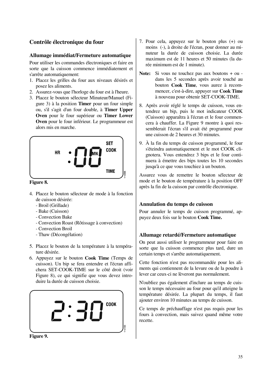 Bosch Appliances HBN 46, HBN 45, HBN 44, HBL 45 Contrôle électronique du four, Allumage immédiat/Fermeture automatique 