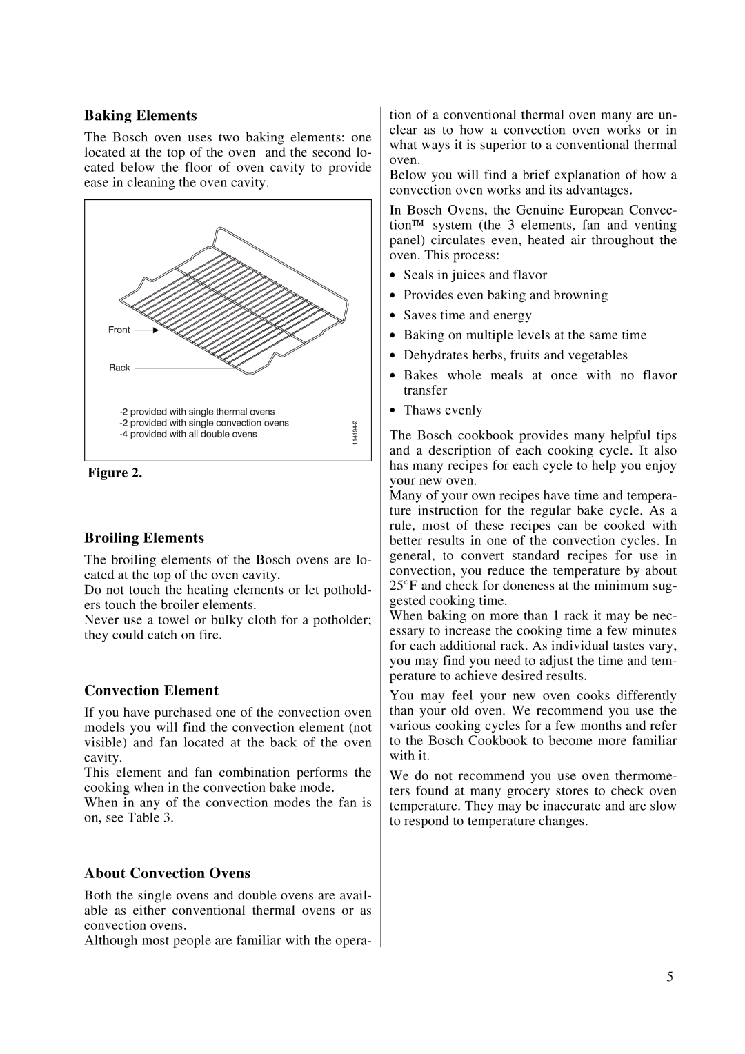 Bosch Appliances HBN 46, HBN 45, HBN 44 Baking Elements, Broiling Elements, Convection Element, About Convection Ovens 