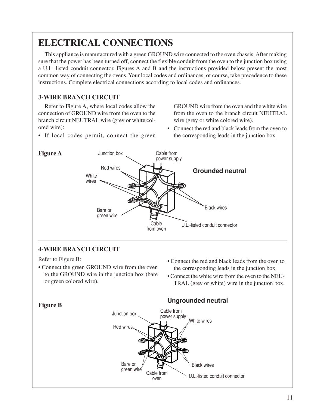 Bosch Appliances HBN 74 instruction manual Electrical Connections, Wire Branch Circuit 