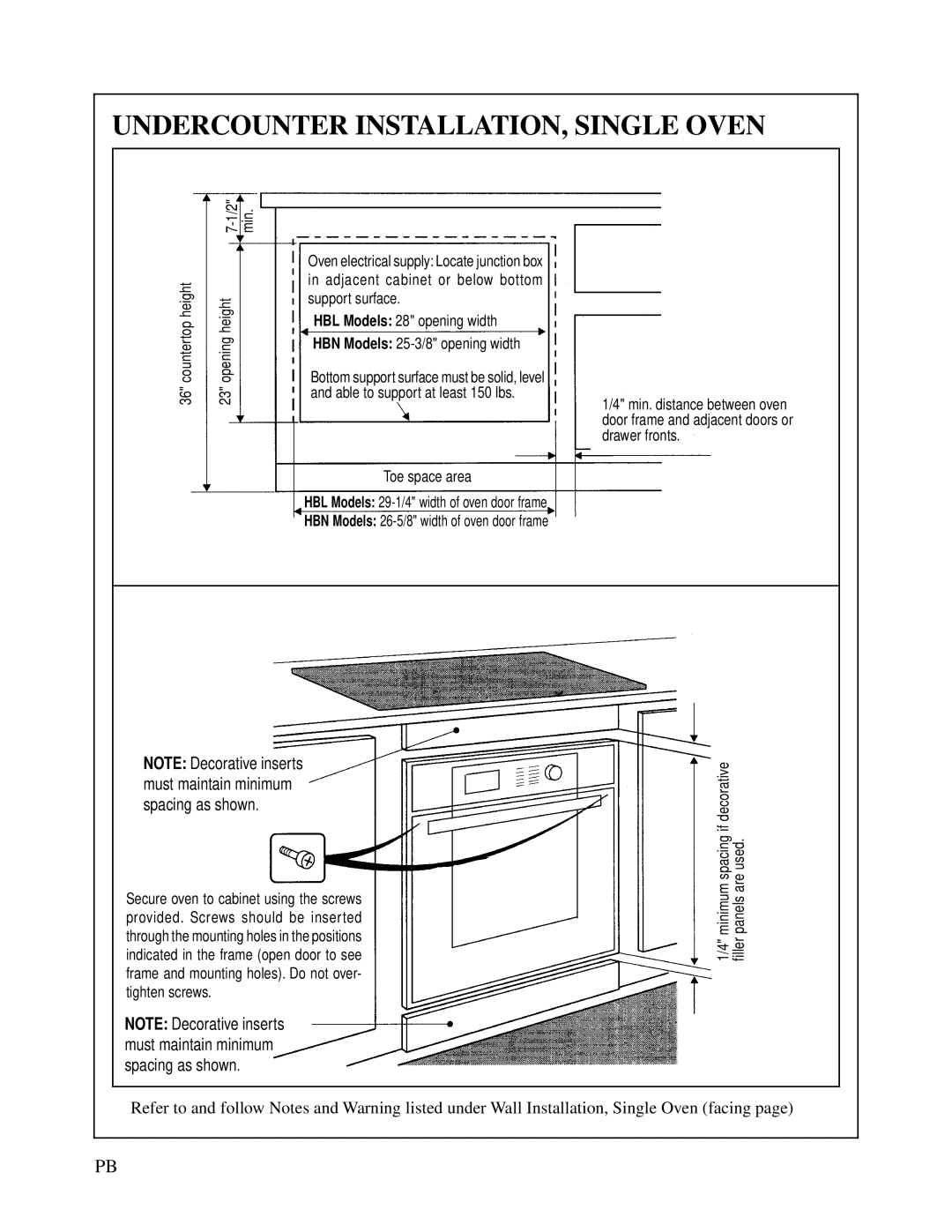 Bosch Appliances HBN 74 instruction manual Undercounter INSTALLATION, Single Oven 