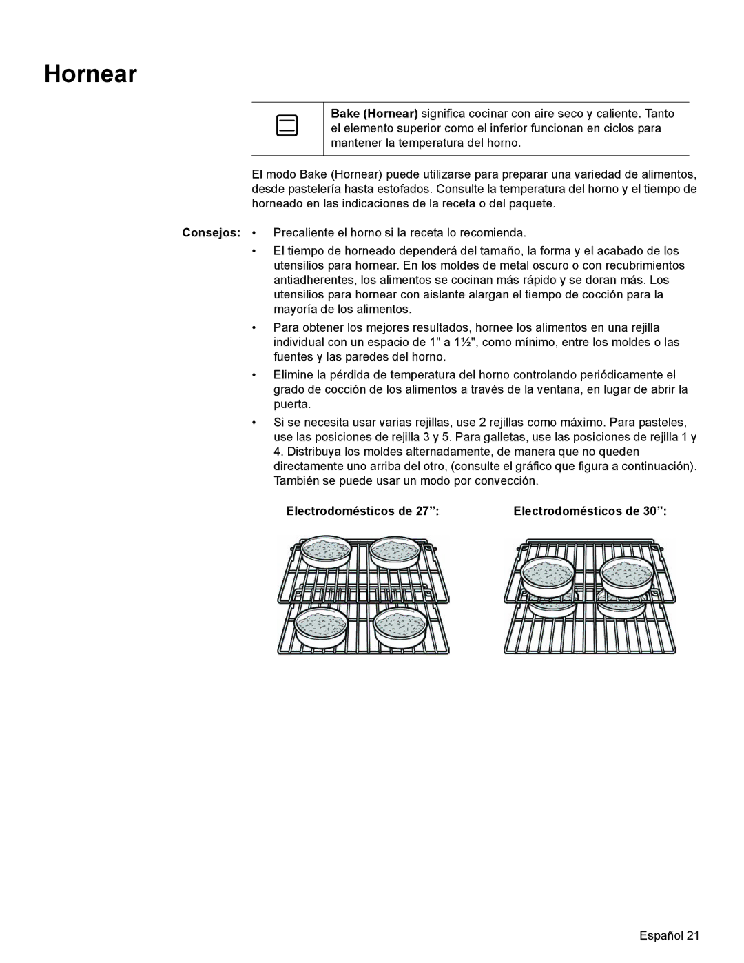 Bosch Appliances HBL35, HBN34, HBN35 manual Hornear, Electrodomésticos de 